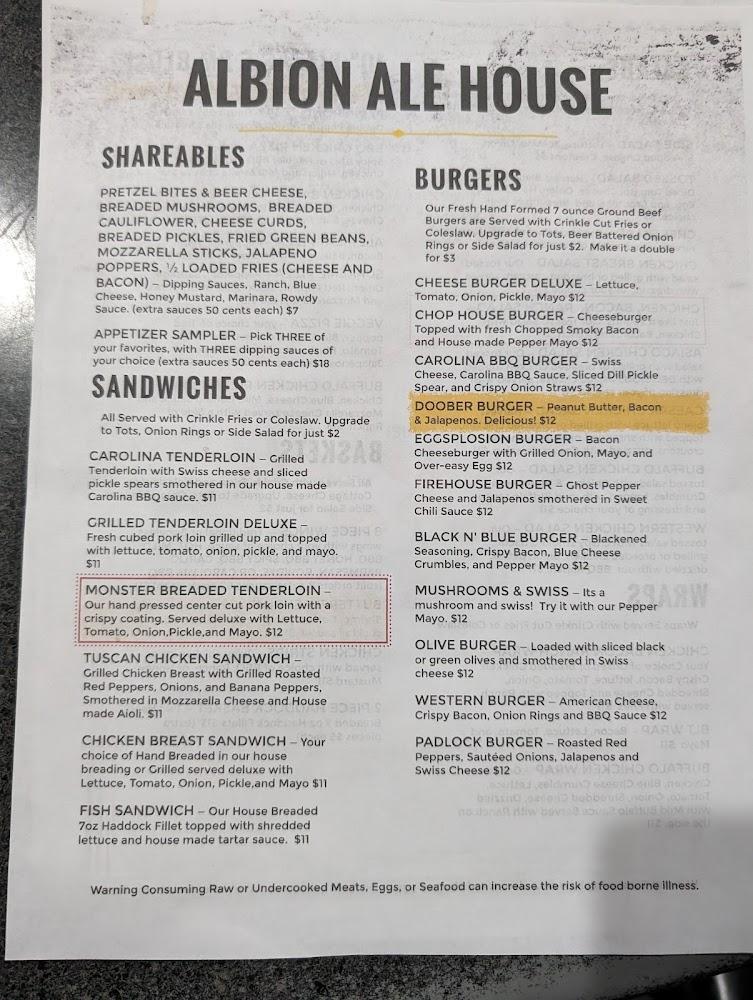 Albion Alehouse Menu image 2